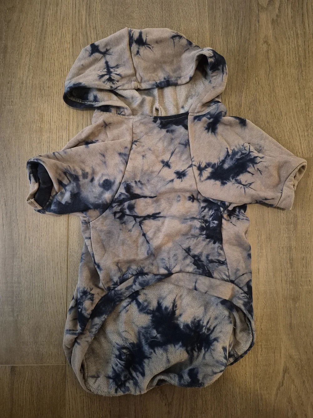 Tie-Dye Hooded Pullover Sweatshirt - Beige & Navy Dog